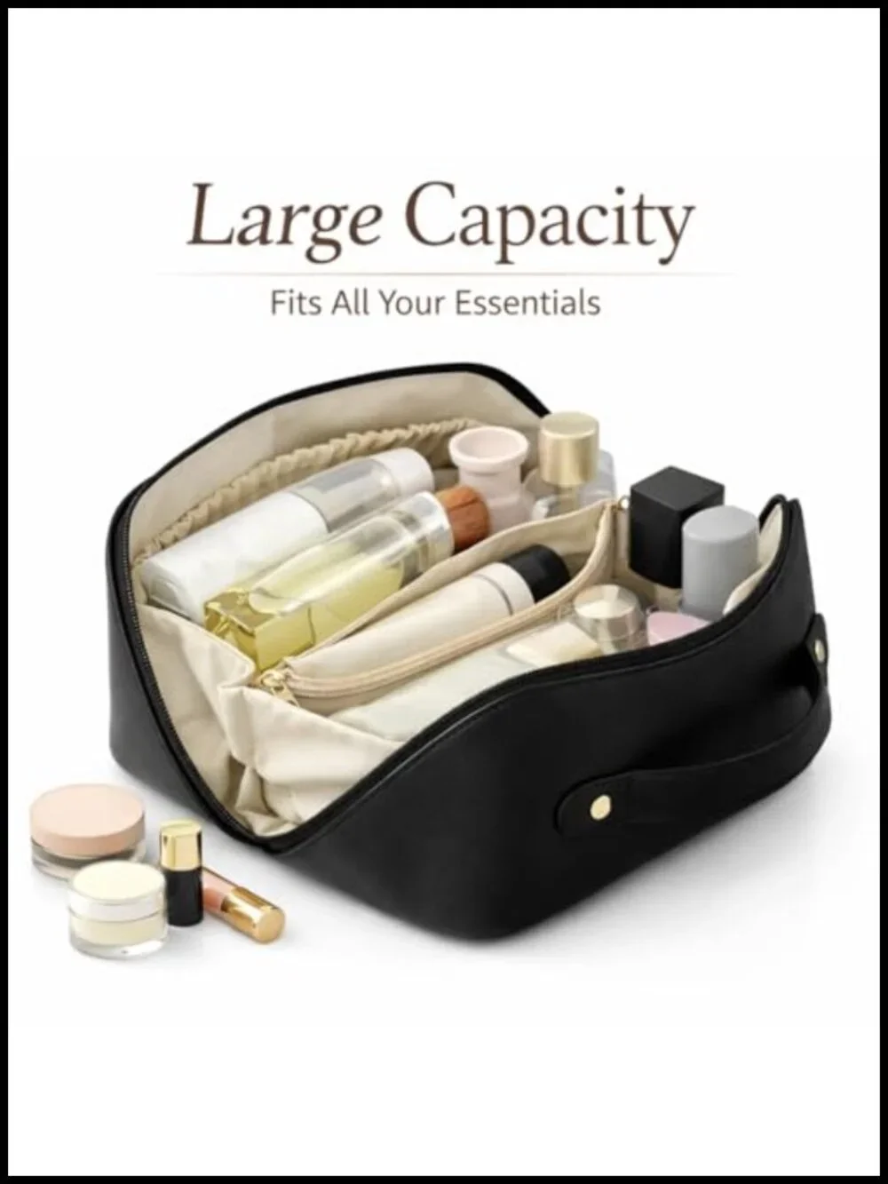 Waterproof PU Leather Travel Makeup Bag Cosmetic Organizer Toiletry Case with